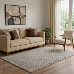HomeRoots 5' X 8' Taupe Brown Geometric Area Rug - Washable, UV Protected, Perfect for Busy Homes & Style 693668