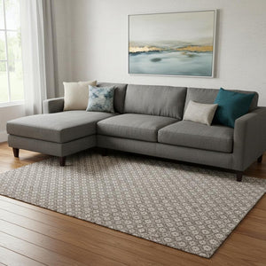 HomeRoots 8' Taupe Brown & Ivory Geometric Area Rug - Washable, UV Protected, Perfect for High-Traffic Spaces! 693670