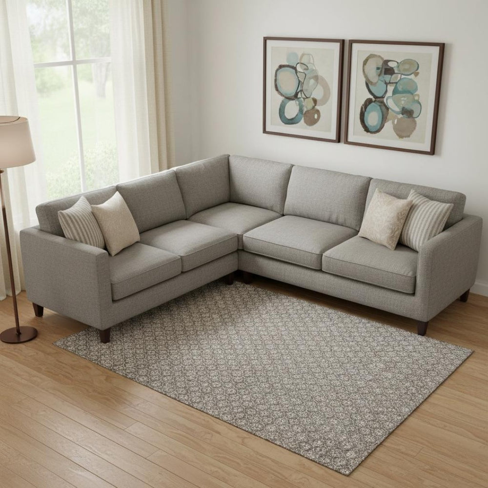 HomeRoots 9' X 12' Taupe Brown & Ivory Geometric Washable Area Rug – Durable, UV Protected, Family-Friendly Design 693671