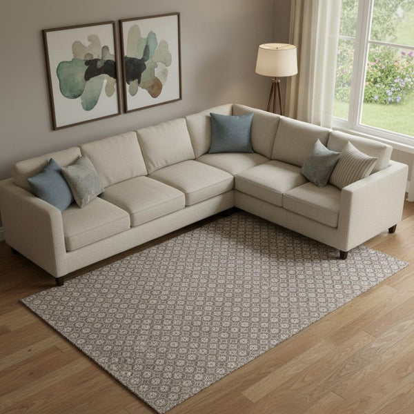 HomeRoots 10' Taupe Brown & Ivory Geometric Washable Area Rug with UV Protection for Modern Spaces & Easy Care 693672