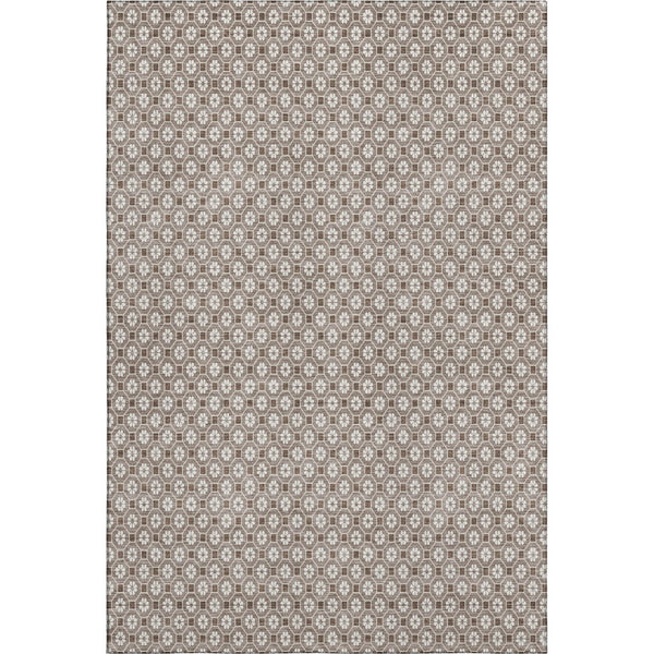 HomeRoots 10' Taupe Brown & Ivory Geometric Washable Area Rug with UV Protection for Modern Spaces & Easy Care 693672