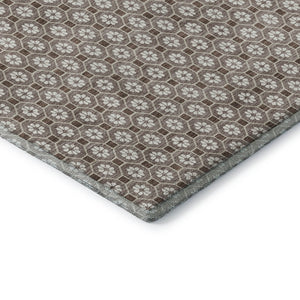 HomeRoots 10' Taupe Brown & Ivory Geometric Washable Area Rug with UV Protection for Modern Spaces & Easy Care 693672