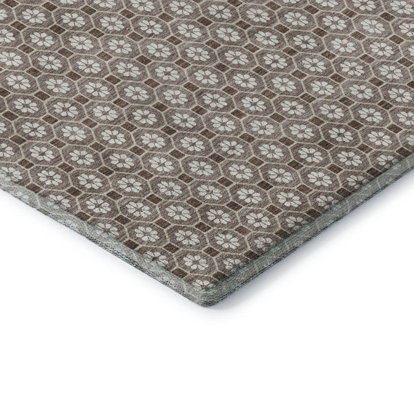 HomeRoots 10' Taupe Brown & Ivory Geometric Washable Area Rug with UV Protection for Modern Spaces & Easy Care 693672