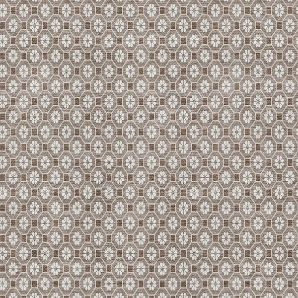 HomeRoots 10' Taupe Brown & Ivory Geometric Washable Area Rug with UV Protection for Modern Spaces & Easy Care 693672