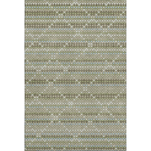 HomeRoots 8' Artichoke Green & Ivory Geometric Area Rug - Washable, UV-Protected, Stain-Resistant Comfort! 693676