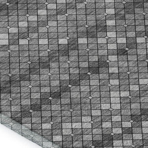 HomeRoots 5' Modern Gray Silver Charcoal Geometric Washable Area Rug – UV Protected, Non-Slip & Stain-Resistant 693686