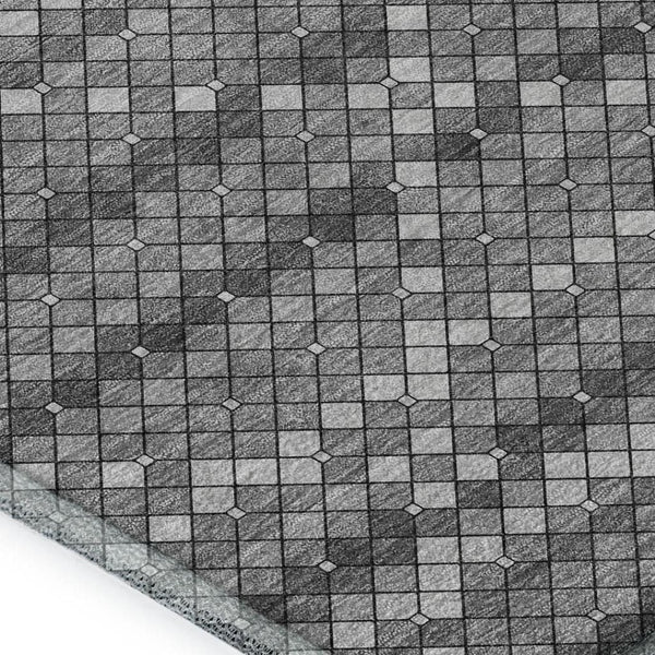 HomeRoots 8' Stylish Gray Silver Charcoal Geometric Washable Area Rug with UV Protection for Homes & Pets 693688