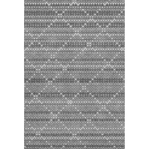 HomeRoots 9' X 12' Geometric Area Rug in Gray, Silver, Charcoal - Washable, UV-Protected, Durable Design 693689