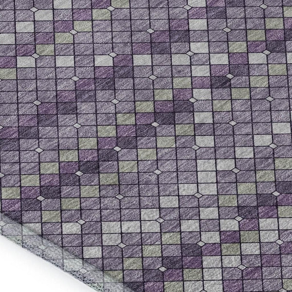 HomeRoots 5' X 8' Stylish Purple Gray Ivory Geometric Washable Area Rug with UV Protection for Homes 693692