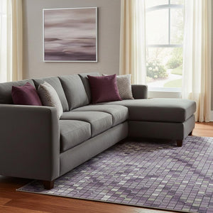 HomeRoots 8' Stylish Purple Gray Ivory Geometric Area Rug - Washable, UV Resistant, Non-Slip, Durable Design 693694