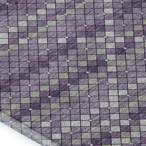HomeRoots 9' X 12' Modern Purple Gray Ivory Geometric Area Rug - Washable, UV Protected, Non-Slip Design 693695