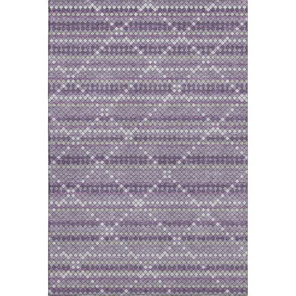HomeRoots 10' Geometric Washable Area Rug in Purple, Gray & Ivory - UV Protection, Stain Resistant & Non-Slip 693696