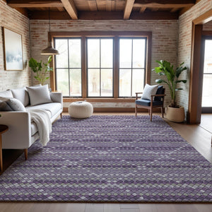 HomeRoots 10' Geometric Washable Area Rug in Purple, Gray & Ivory - UV Protection, Stain Resistant & Non-Slip 693696
