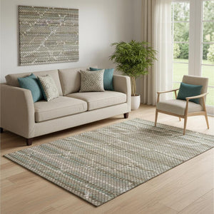 HomeRoots 5' X 8' Taupe Brown and Ivory Geometric Washable Area Rug – Durable, Stylish, Stain-Resistant, UV Protected 693704