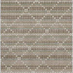 HomeRoots 5' X 8' Taupe Brown and Ivory Geometric Washable Area Rug – Durable, Stylish, Stain-Resistant, UV Protected 693704