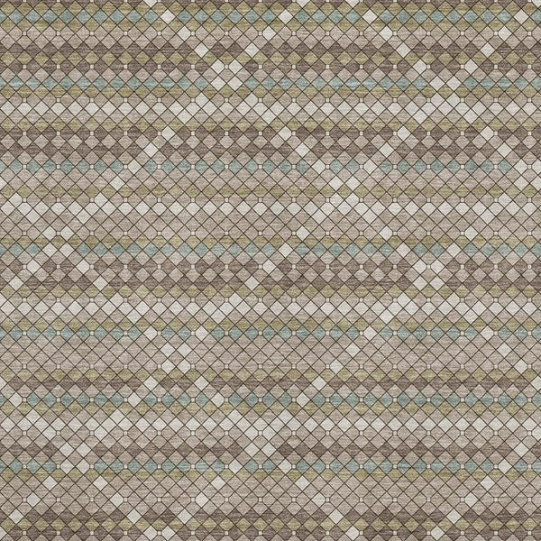 HomeRoots 9' X 12' Taupe Brown & Ivory Geometric Area Rug – Durable, Washable, UV Protected for Modern Homes 693707
