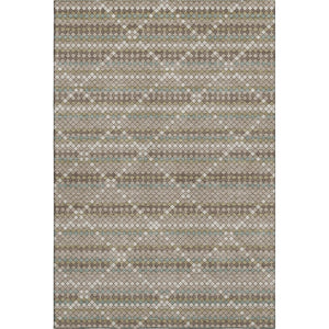 HomeRoots 10' X 14' Taupe Brown & Ivory Geometric Washable Area Rug with UV Protection for Modern Homes 693708