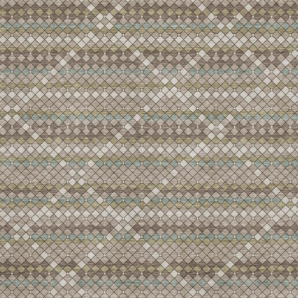 HomeRoots 10' X 14' Taupe Brown & Ivory Geometric Washable Area Rug with UV Protection for Modern Homes 693708
