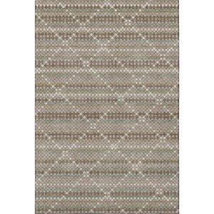 HomeRoots 10' X 14' Taupe Brown & Ivory Geometric Washable Area Rug with UV Protection for Modern Homes 693708
