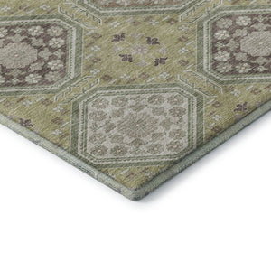HomeRoots 5' X 8' Artichoke Green Floral Area Rug - Washable, UV-Protected, Stain-Resistant, Non-Slip Backing 693710