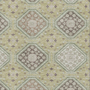 HomeRoots 5' X 8' Artichoke Green Floral Area Rug - Washable, UV-Protected, Stain-Resistant, Non-Slip Backing 693710