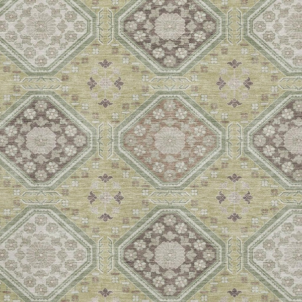 HomeRoots 8' Oversized Floral Area Rug in Artichoke Green, Brown & Ivory - Washable, UV-Protected & Durable 693712