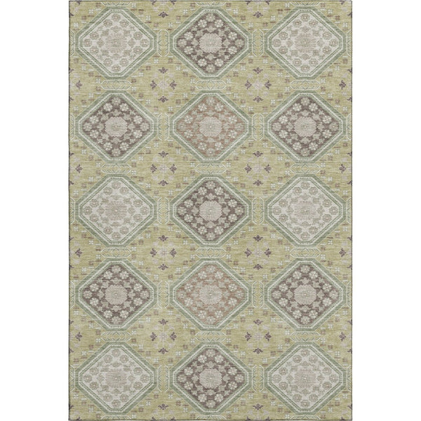 HomeRoots 9' X 12' Artichoke Green Floral Area Rug - Washable, Stain-Resistant, UV Protected for High Traffic Areas 693713