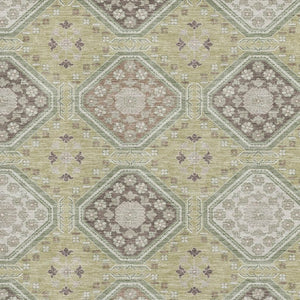 HomeRoots 9' X 12' Artichoke Green Floral Area Rug - Washable, Stain-Resistant, UV Protected for High Traffic Areas 693713