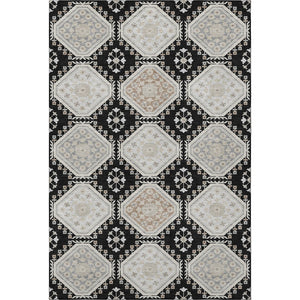 HomeRoots 9' X 12' Elegant Floral Area Rug in Black, Silver & Gray - Washable, UV Protected & Stain Resistant 693719