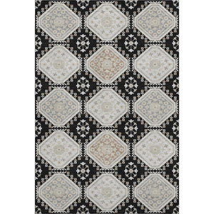 HomeRoots 10' X 14' Stylish Black Silver Gray Floral Area Rug – Durable, Washable, UV Protected & Stain Resistant 693720