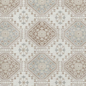 HomeRoots 9' X 12' Elegant Floral Area Rug in Ivory, Brown & Gray - Washable, UV-Protected, Non-Slip Backing! 693731