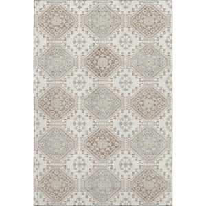 HomeRoots 10' X 14' Ivory Brown & Gray Floral Area Rug - Washable, UV-Protected, Family-Friendly Design 693732