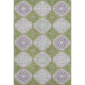 HomeRoots 9' X 12' Vibrant Floral Area Rug in Lime Green, Ivory & Purple - Washable, UV Protected & Durable 693737