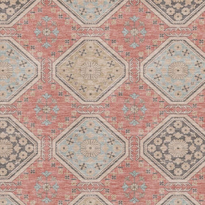 HomeRoots 5' X 8' Salmon Beige Floral Area Rug – Washable, UV Protection, Stain-Resistant for Busy Homes 693752