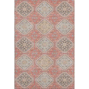 HomeRoots 8' Salmon Beige & Gray Floral Area Rug - Washable, UV-Protected, Non-Slip for Stylish Durability! 693754