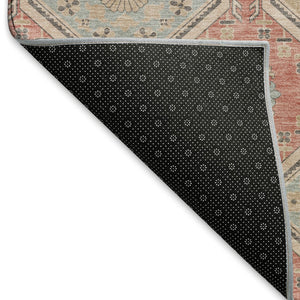 HomeRoots 8' Salmon Beige & Gray Floral Area Rug - Washable, UV-Protected, Non-Slip for Stylish Durability! 693754