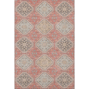 HomeRoots 8' Salmon Beige & Gray Floral Area Rug - Washable, UV-Protected, Non-Slip for Stylish Durability! 693754