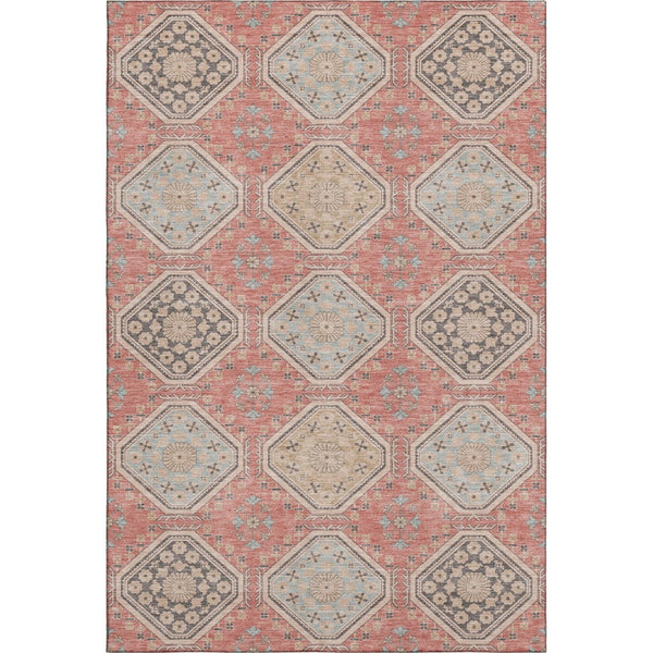 HomeRoots 9' X 12' Salmon Beige & Gray Floral Area Rug – Washable, UV Protected, Durable for High-Traffic Spaces 693755