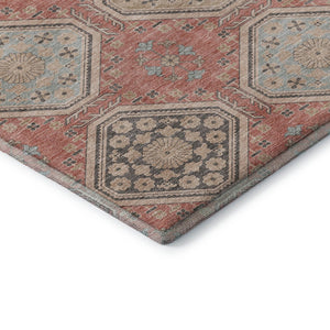 HomeRoots 9' X 12' Salmon Beige & Gray Floral Area Rug – Washable, UV Protected, Durable for High-Traffic Spaces 693755