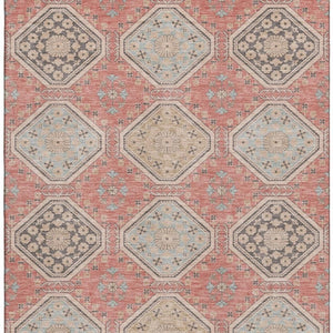HomeRoots 9' X 12' Salmon Beige & Gray Floral Area Rug – Washable, UV Protected, Durable for High-Traffic Spaces 693755