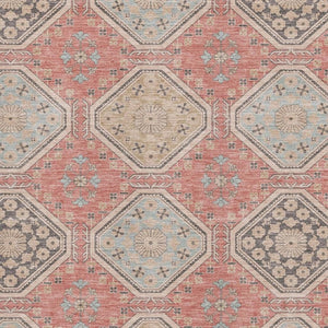 HomeRoots 10' X 14' Salmon Beige & Gray Floral Area Rug – Washable, UV Protected, Ideal for Family Spaces 693756