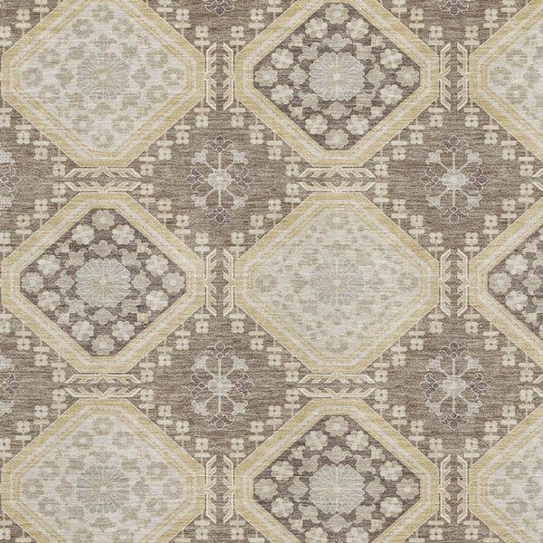 HomeRoots 5' X 8' Taupe Beige & Gray Floral Washable Area Rug - Stain-Resistant, UV Protected, Easy Care! 693758
