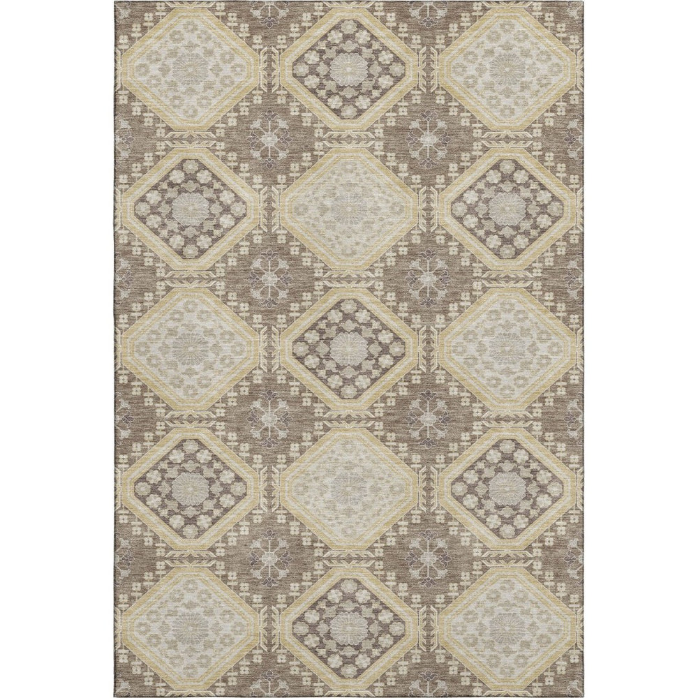 HomeRoots 9' X 12' Floral Taupe Beige & Gray Washable Area Rug - Durable, UV-Protected, Perfect for Homes 693761