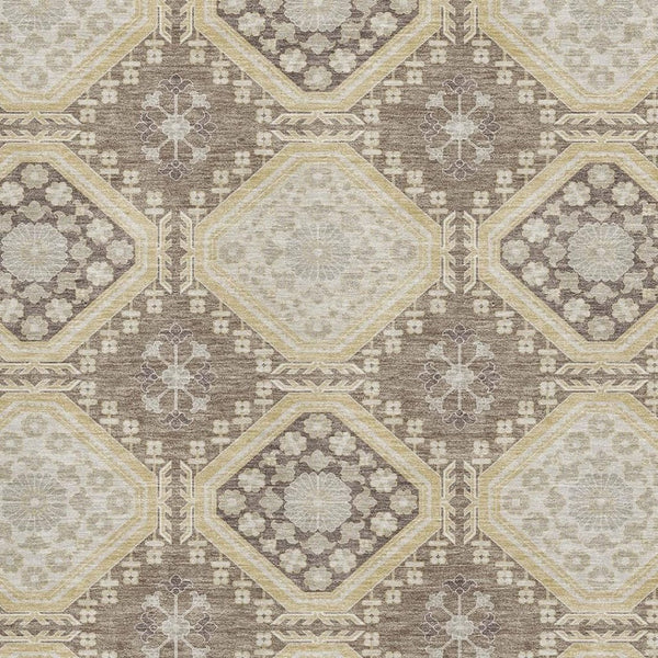 HomeRoots 9' X 12' Floral Taupe Beige & Gray Washable Area Rug - Durable, UV-Protected, Perfect for Homes 693761