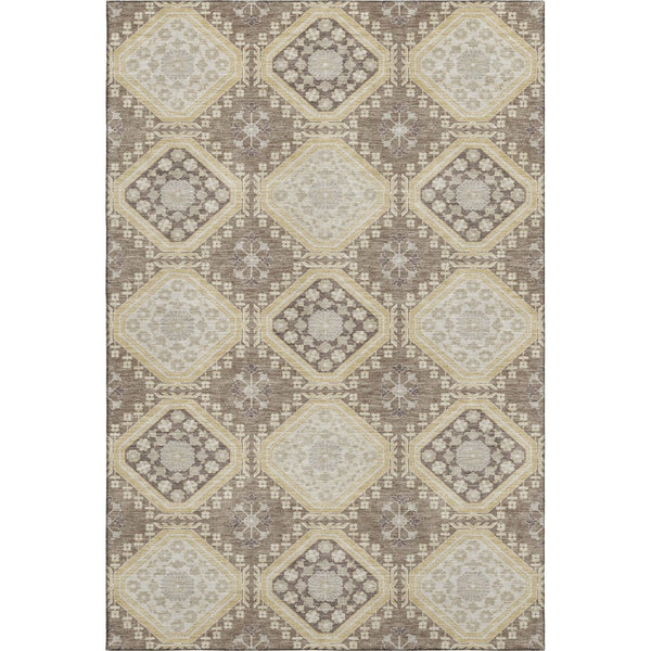 HomeRoots 10' X 14' Washable Floral Area Rug in Taupe & Gray - Durable, Stain Resistant, UV Protected Design 693762