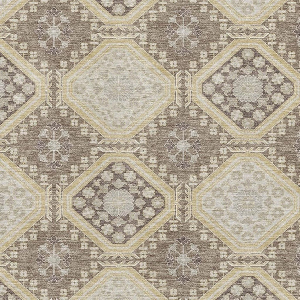 HomeRoots 10' X 14' Washable Floral Area Rug in Taupe & Gray - Durable, Stain Resistant, UV Protected Design 693762