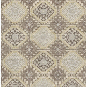 HomeRoots 10' X 14' Washable Floral Area Rug in Taupe & Gray - Durable, Stain Resistant, UV Protected Design 693762