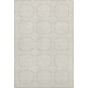 HomeRoots 5' Washable Geometric Area Rug in Beige, Ivory & Taupe - Soft, Durable, UV-Protected for All Spaces 693764
