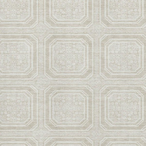 HomeRoots 8' Modern Geometric Washable Area Rug in Beige, Ivory & Taupe with UV Protection for Easy Care 693766