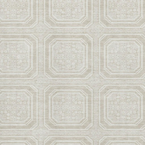 HomeRoots 8' Modern Geometric Washable Area Rug in Beige, Ivory & Taupe with UV Protection for Easy Care 693766